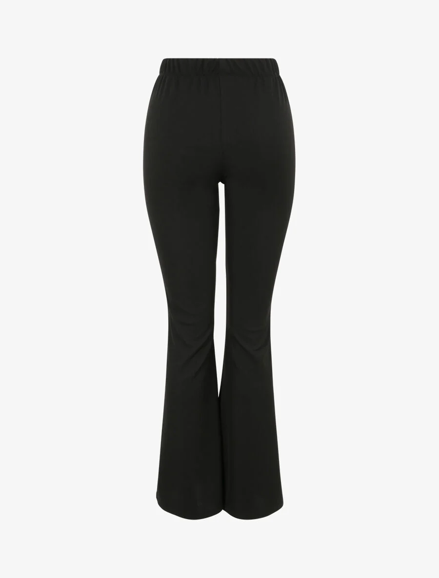 Hoge taille effen flare broek - Zwart - Image 2