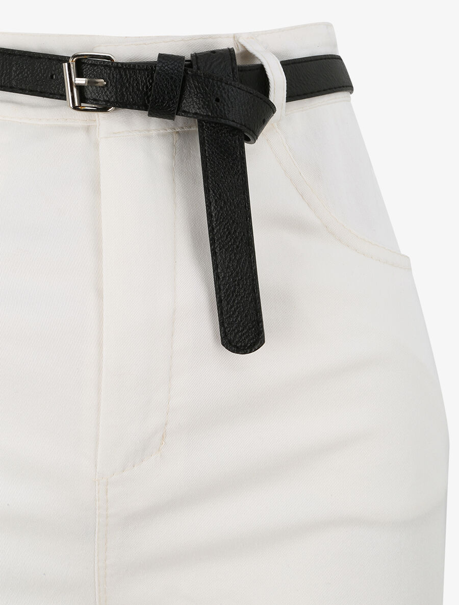 Hoge taille effen wijde short - Wit - Image 3