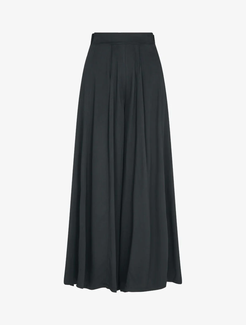 Palazzo broek met elastische hoge taille - Zwart