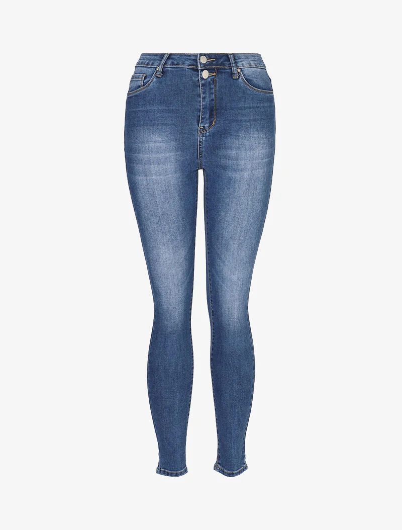 Jean met hoge taille en twee knopen - blauw denim - Image 3