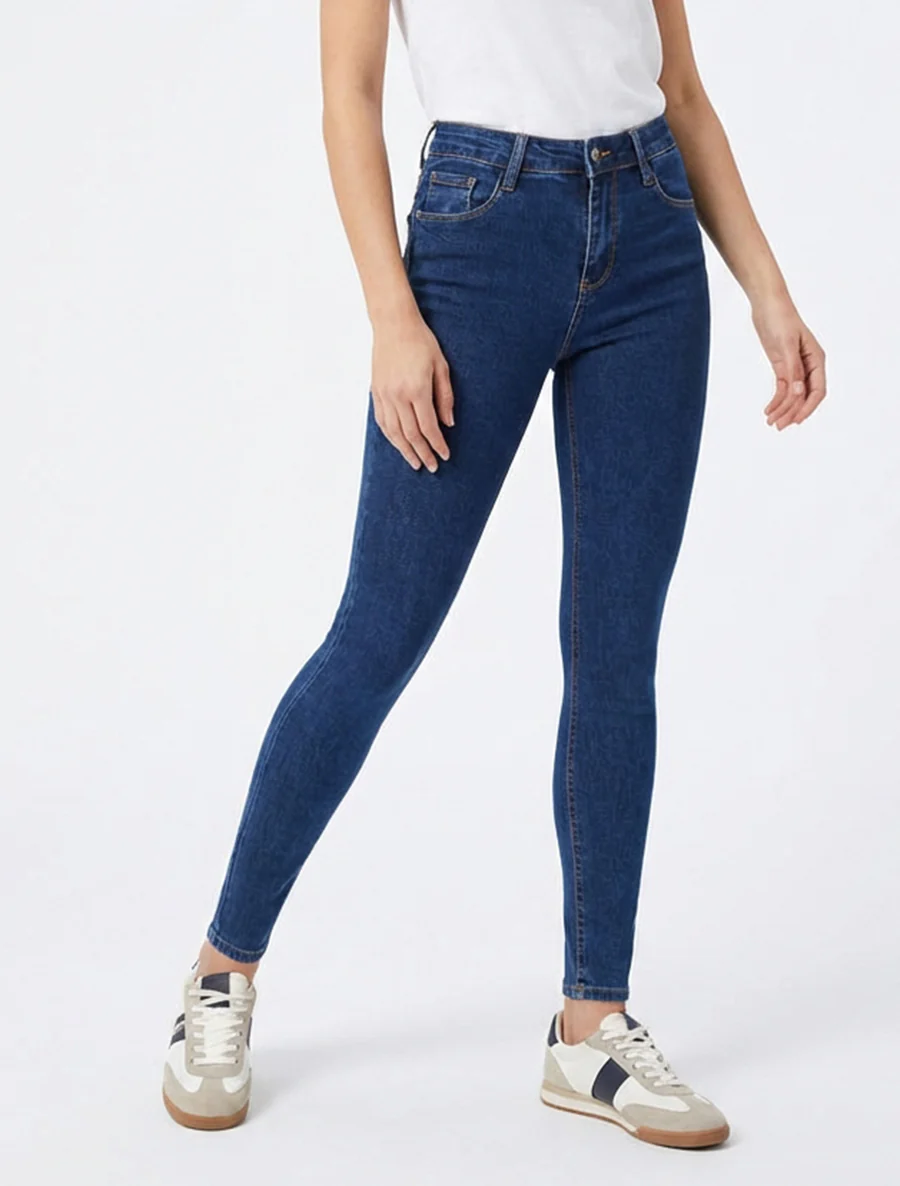 Hoge taille push-up skinny jeans - Ongerept blauw - Image 4