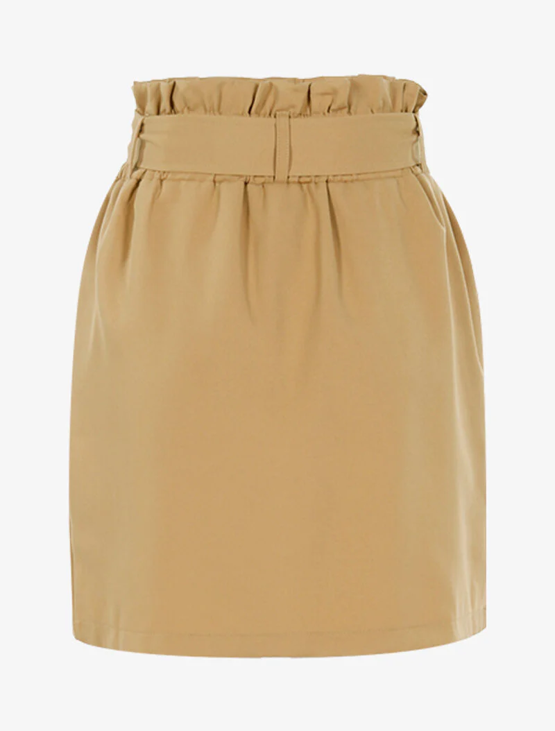 Hoge taille rok met knopen - camel - Image 2