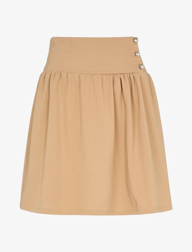 Hoge taille skaterrok - Beige