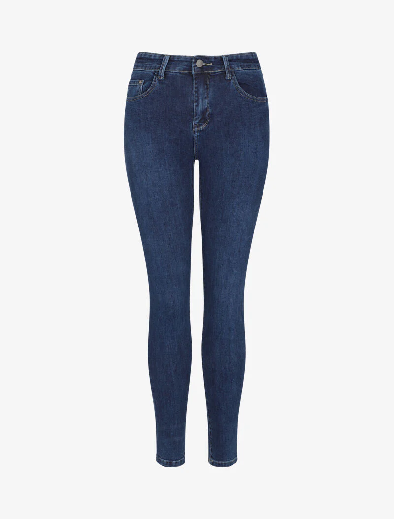 Hoge taille slim fit jeans - Blauw denim