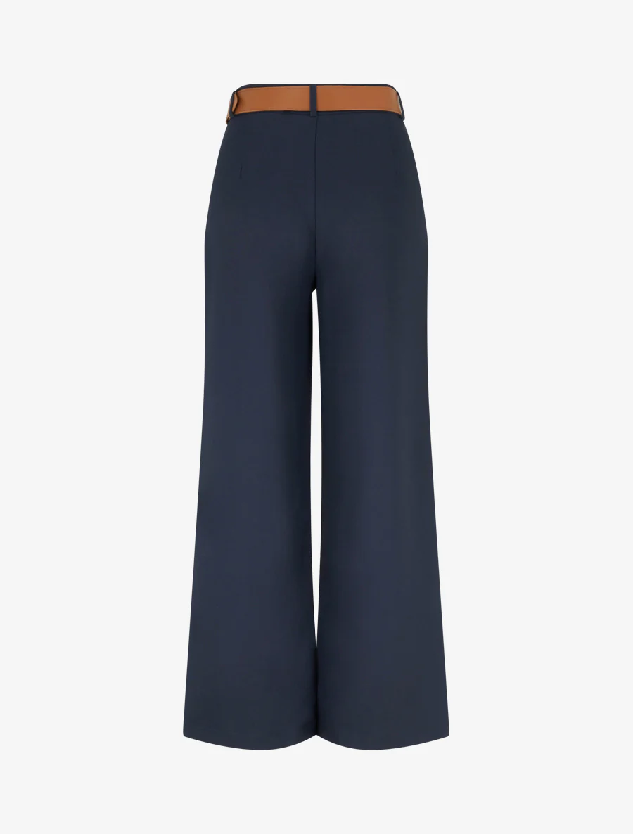 Hoog getailleerde broek met wijde snit - Marine - Image 2