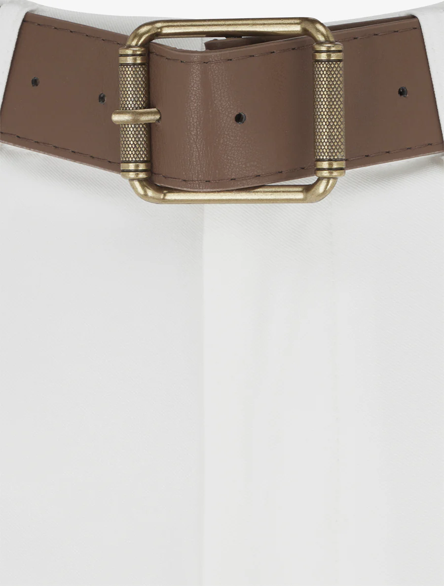 Hoog getailleerde broek met wijde snit - Ecru - Image 3