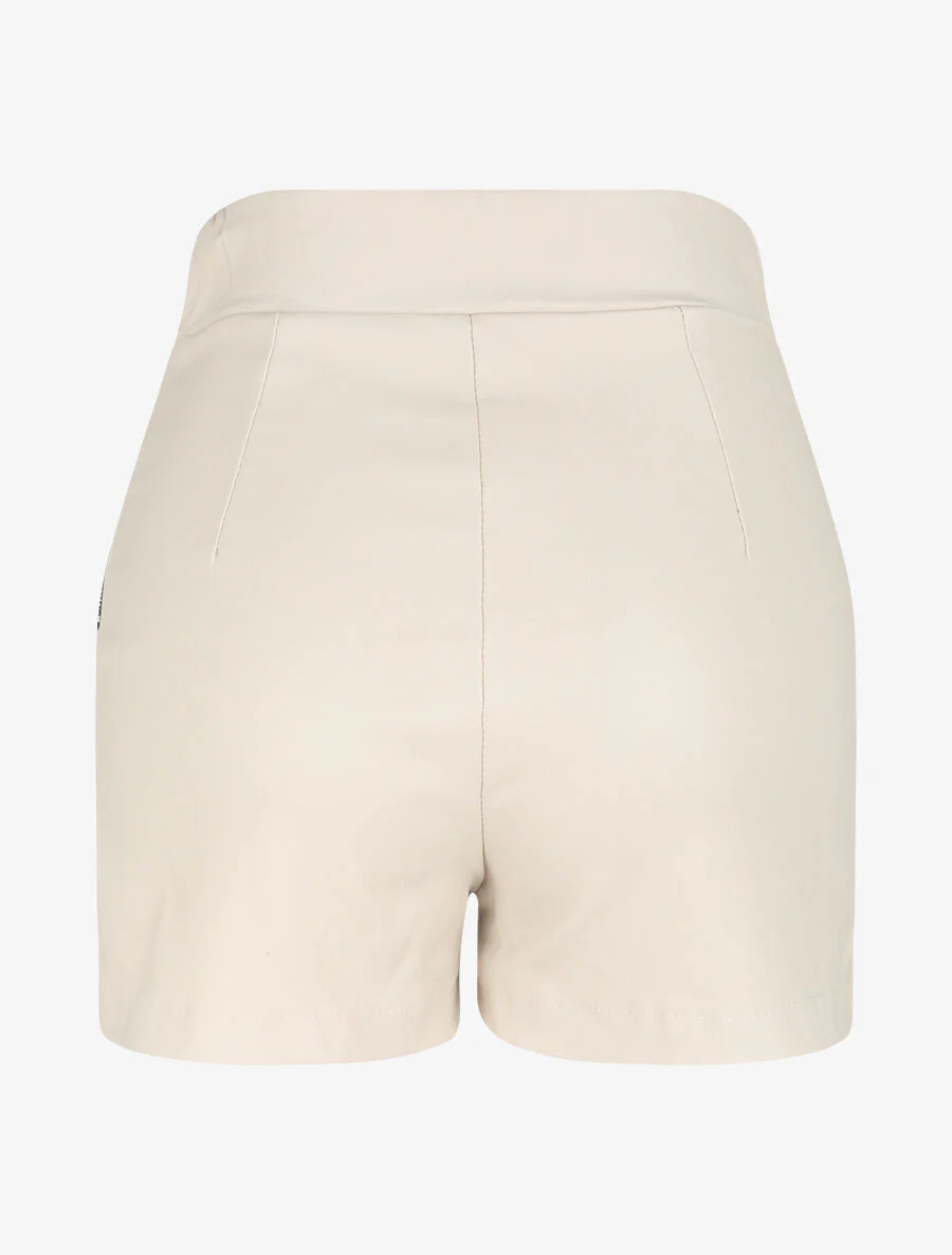 Hoog getailleerde gecoate korte rok - Beige - Image 2