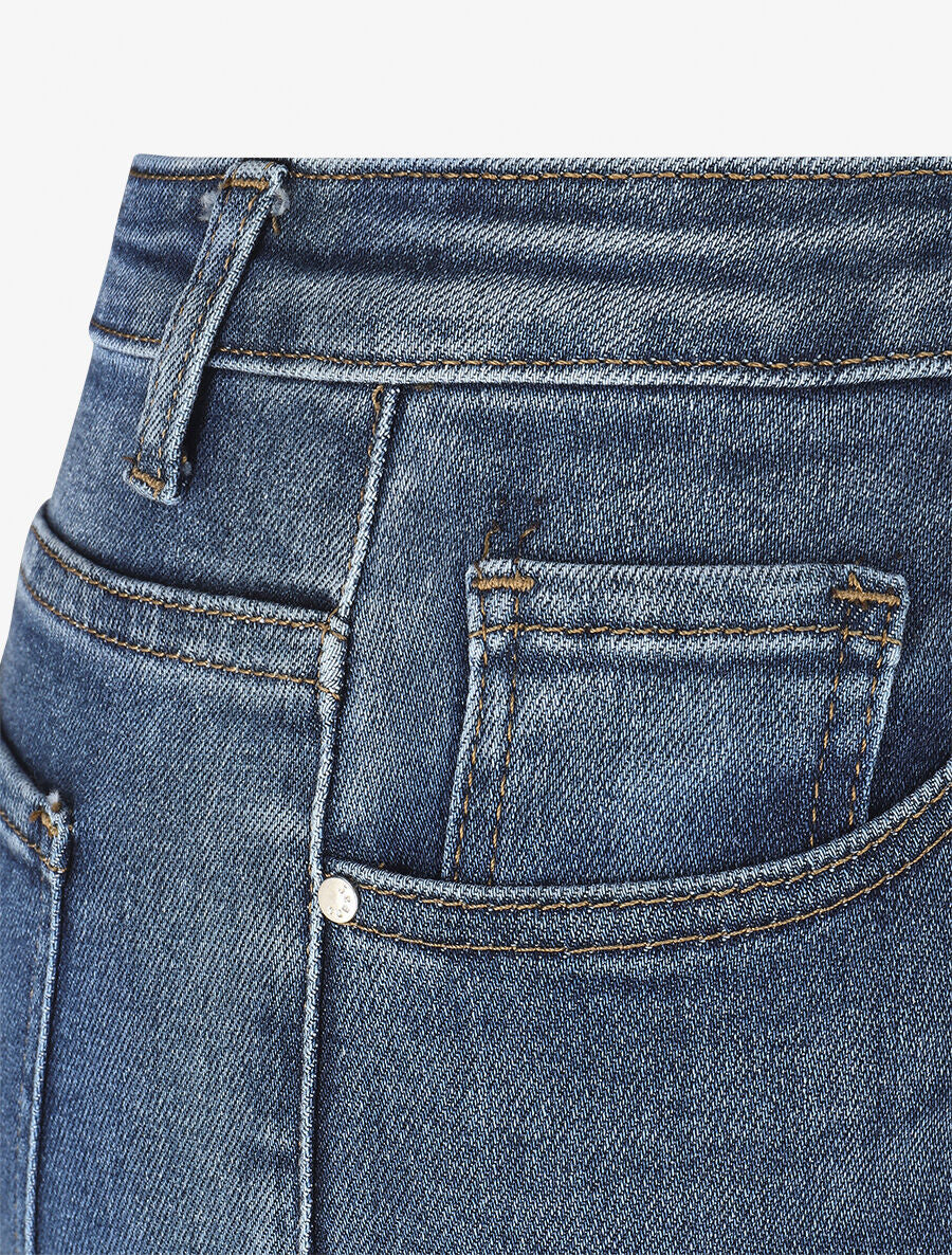 Hoog getailleerde verwassen skinny jeans - blauw - Image 3