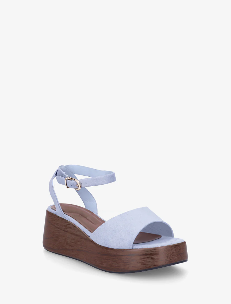 Houten effect sleehak sandalen - Lichtblauw - Image 2