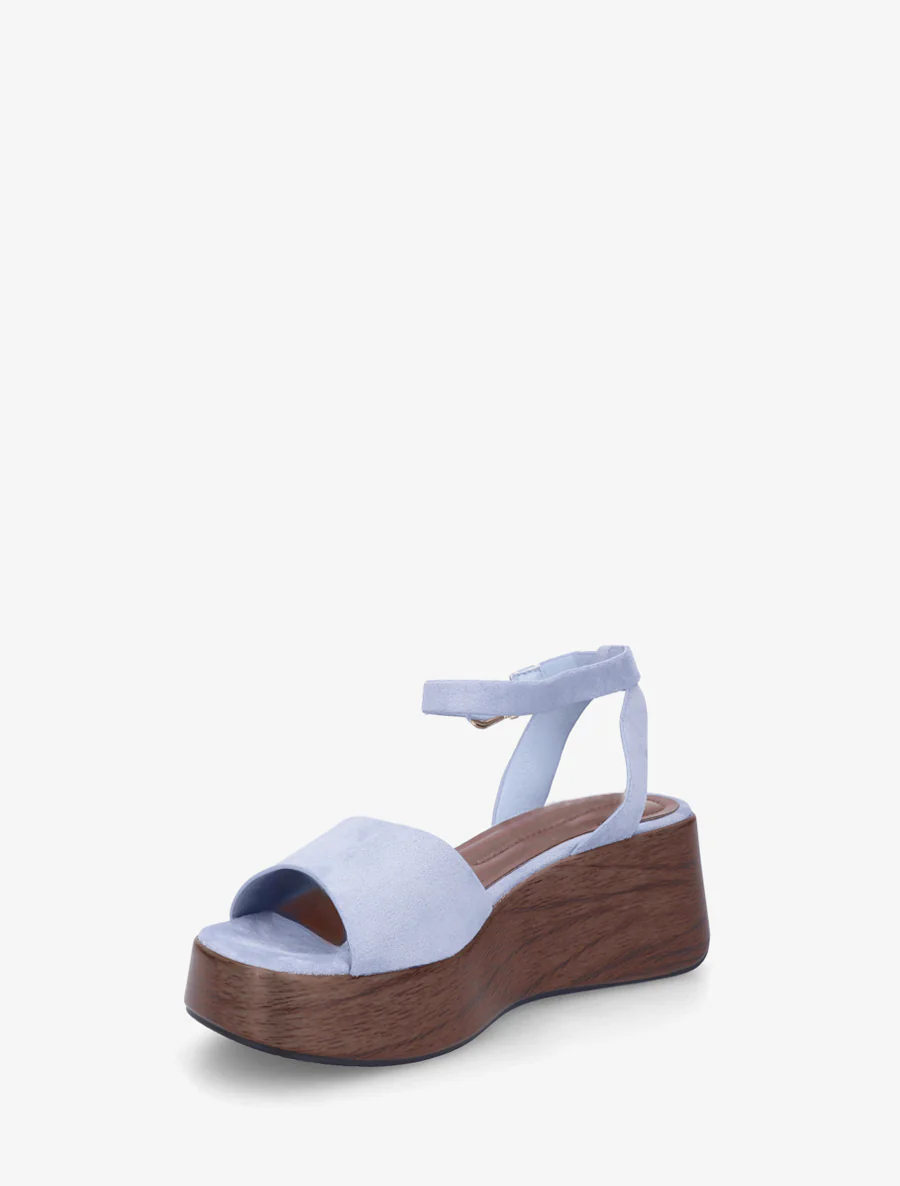 Houten effect sleehak sandalen - Lichtblauw - Image 3