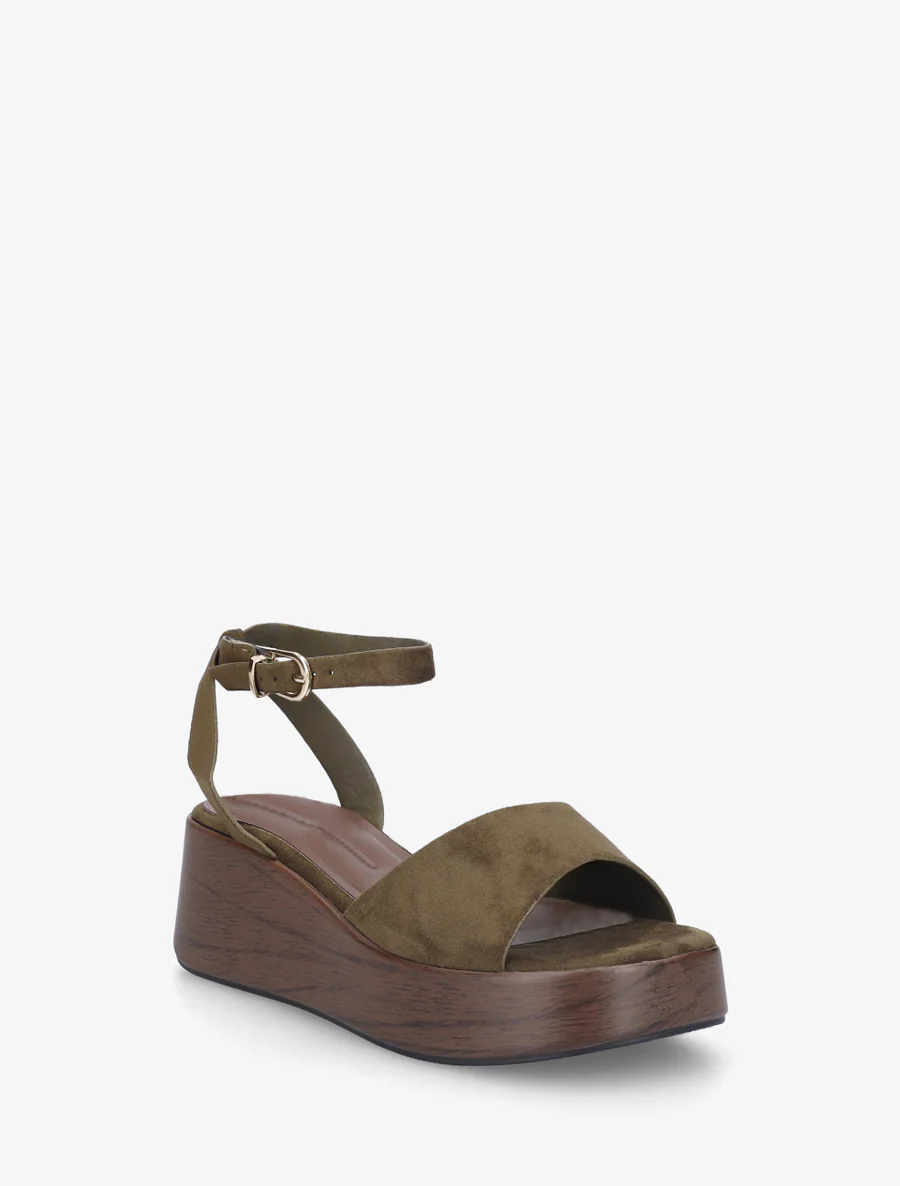 Houten effect sleehak sandalen - Donker kaki - Image 2