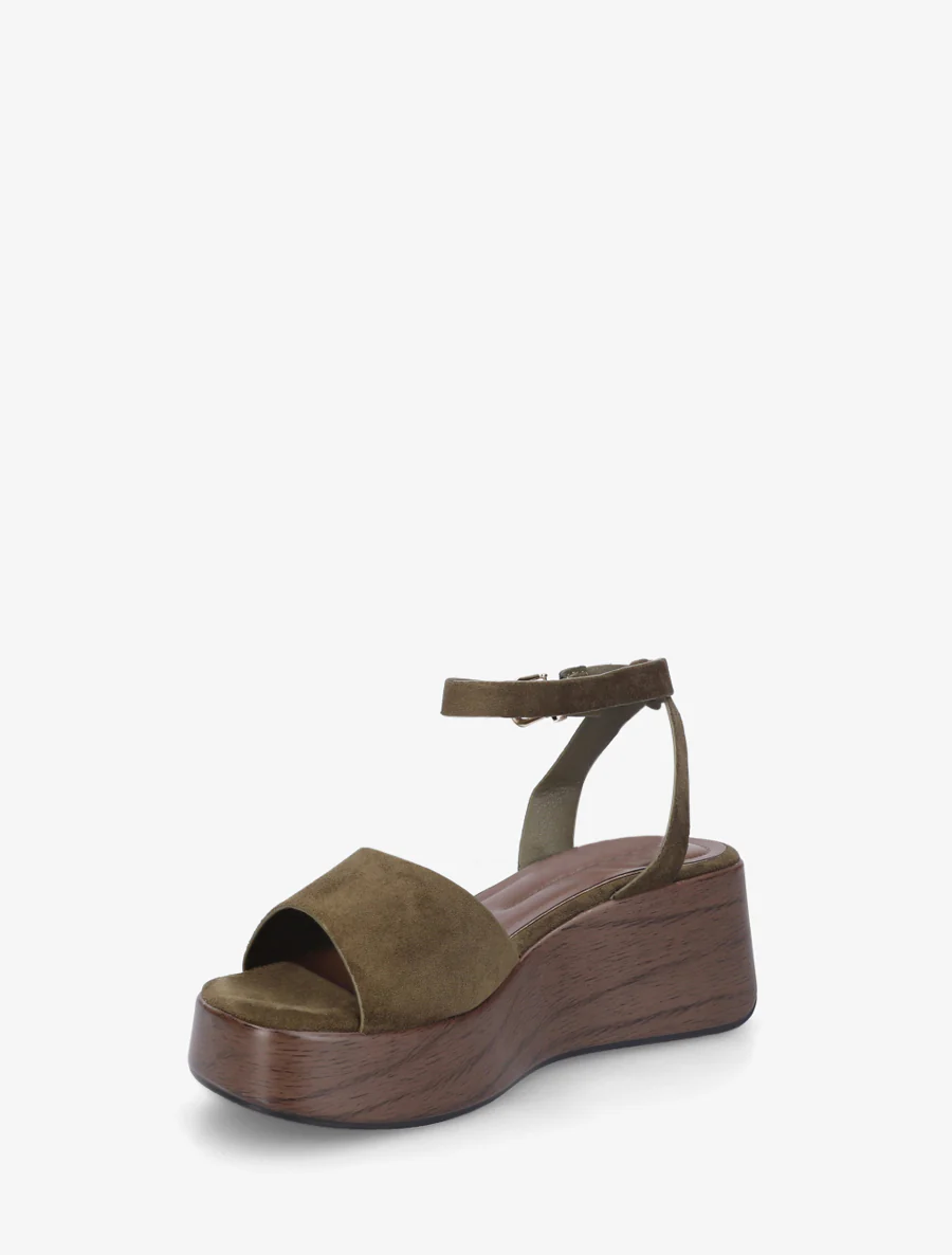 Houten effect sleehak sandalen - Donker kaki - Image 3