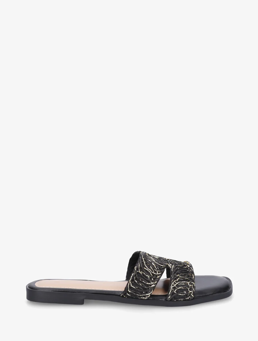 Imitatieleren sandalen met iriserend detail - Zwart