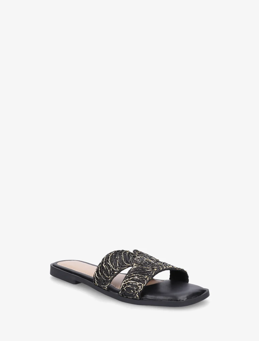 Imitatieleren sandalen met iriserend detail - Zwart - Image 2