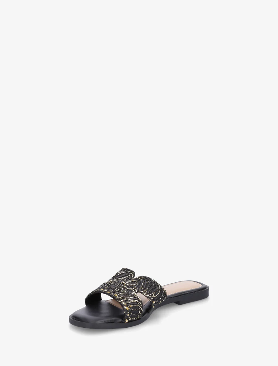 Imitatieleren sandalen met iriserend detail - Zwart - Image 3