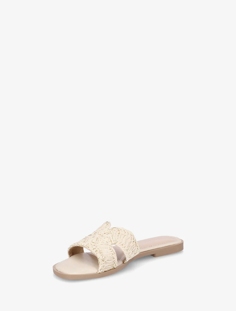 Imitatieleren sandalen met iriserend detail - Beige - Image 3