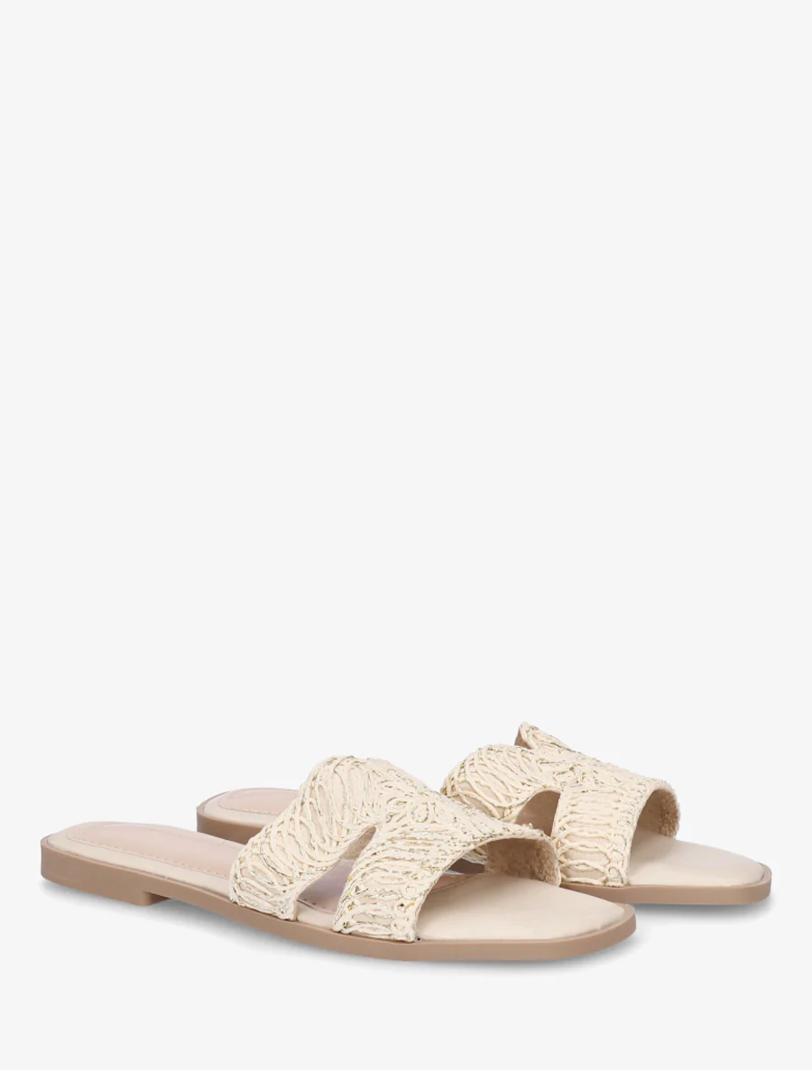Imitatieleren sandalen met iriserend detail - Beige - Image 4