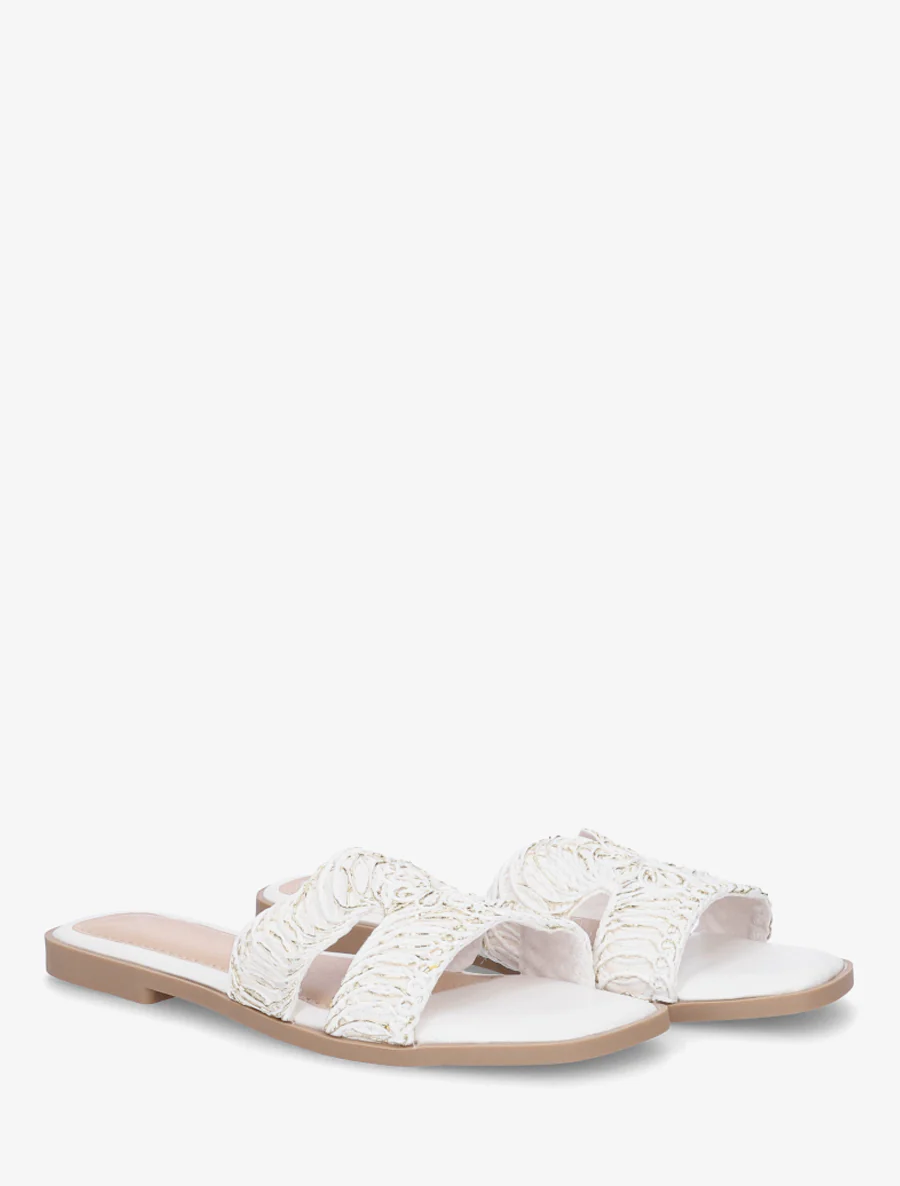 Imitatieleren sandalen met iriserend detail - Wit - Image 4