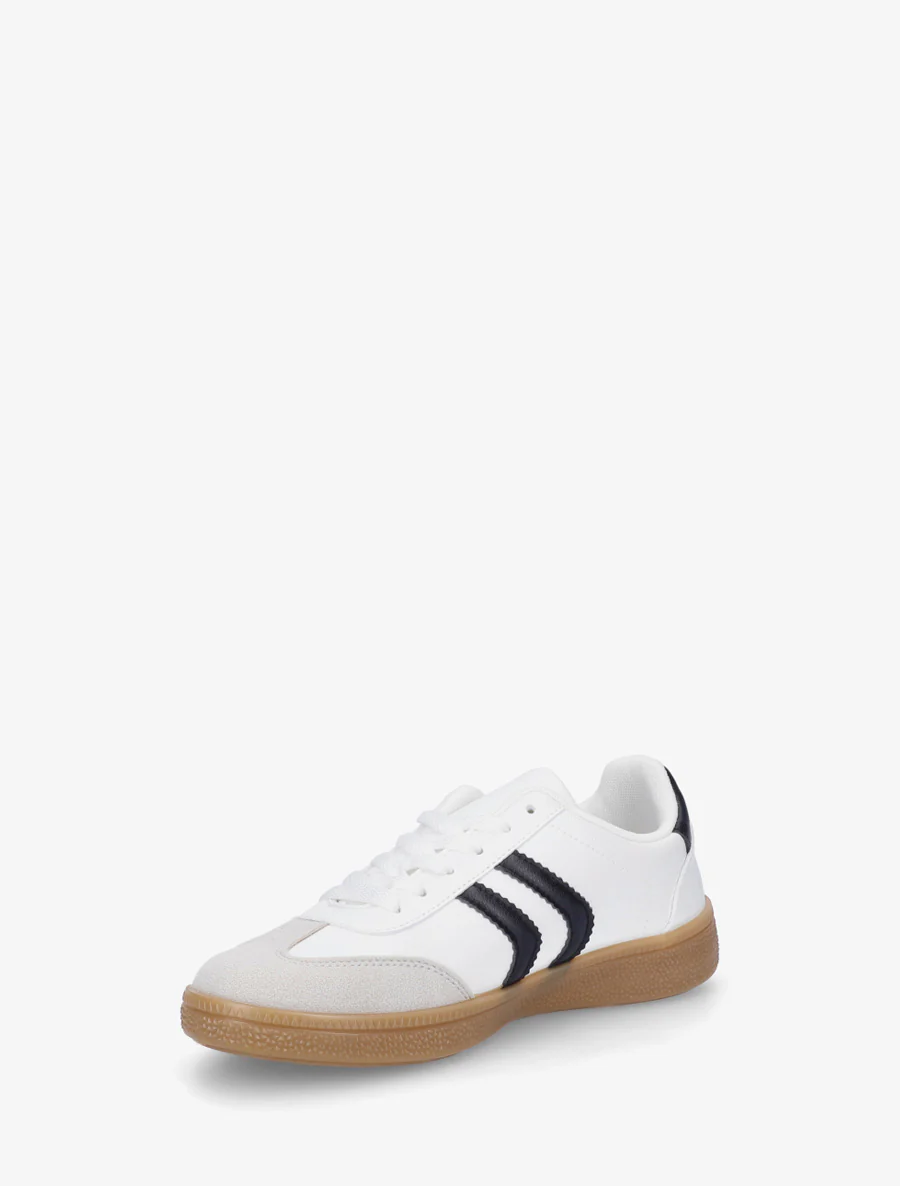 Imitatieleren sneakers met contrasterende banden - Wit - Image 3