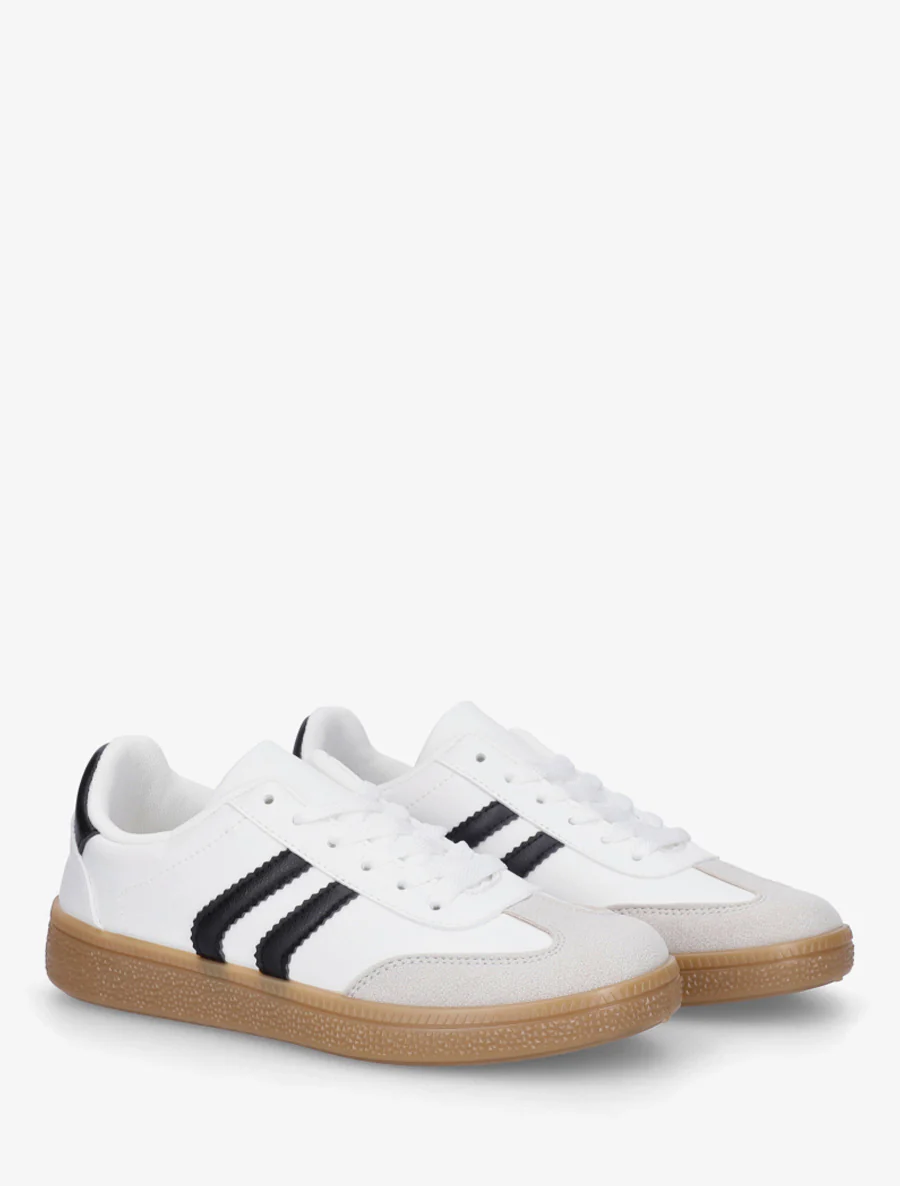Imitatieleren sneakers met contrasterende banden - Wit - Image 4