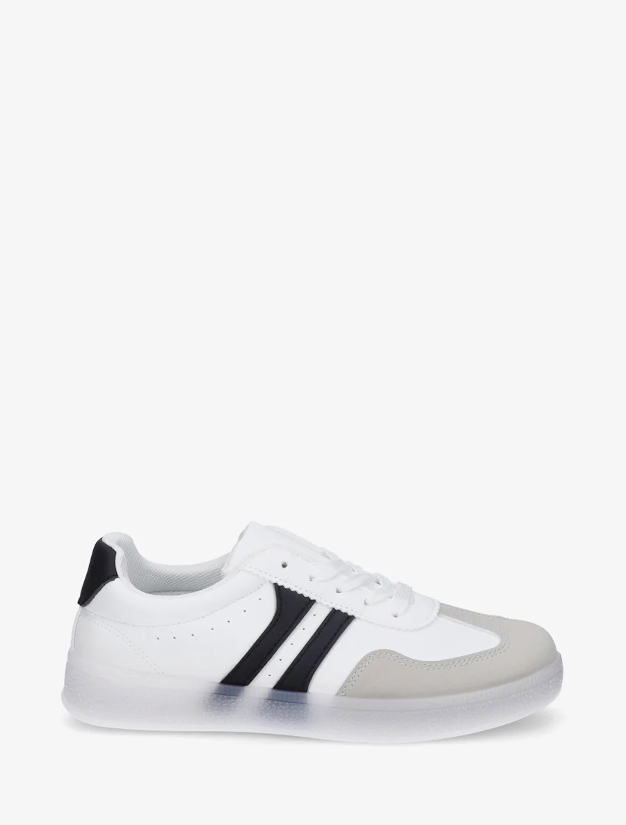 Imitatieleren sneakers met contrasterende banden - Wit