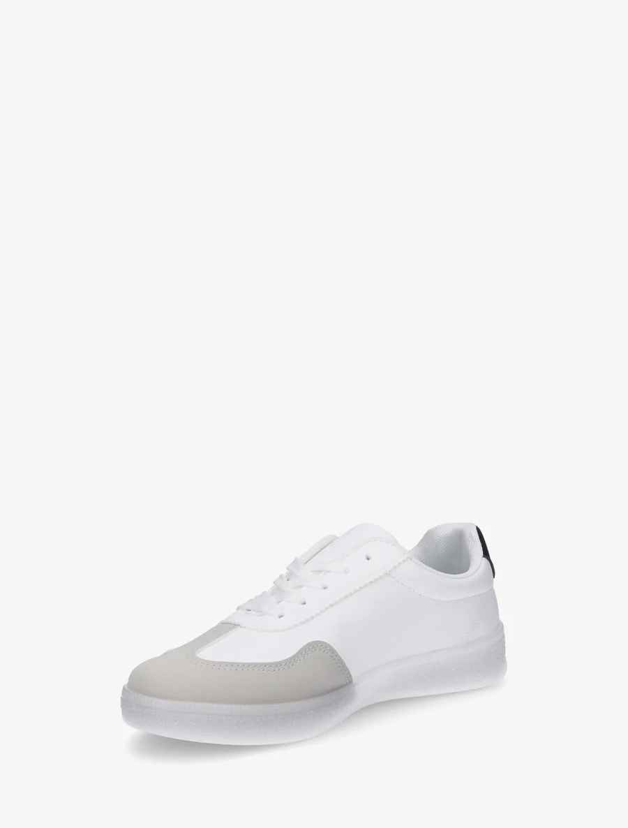 Imitatieleren sneakers met contrasterende banden - Wit - Image 3