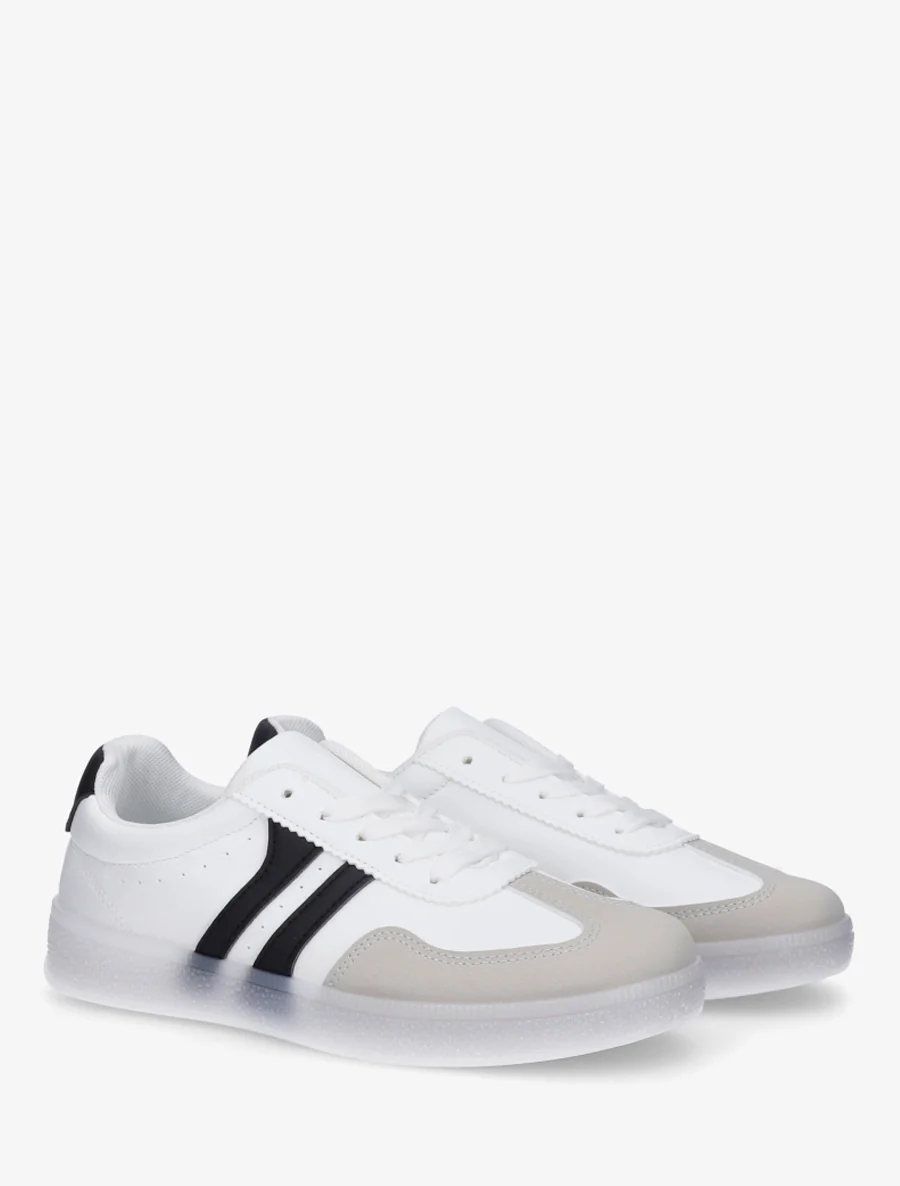 Imitatieleren sneakers met contrasterende banden - Wit - Image 4