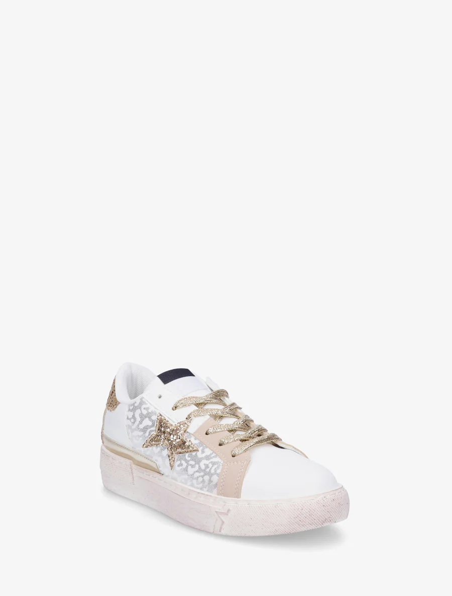 Iridescent luipaardprint sneakers met glitters - Beige - Image 2