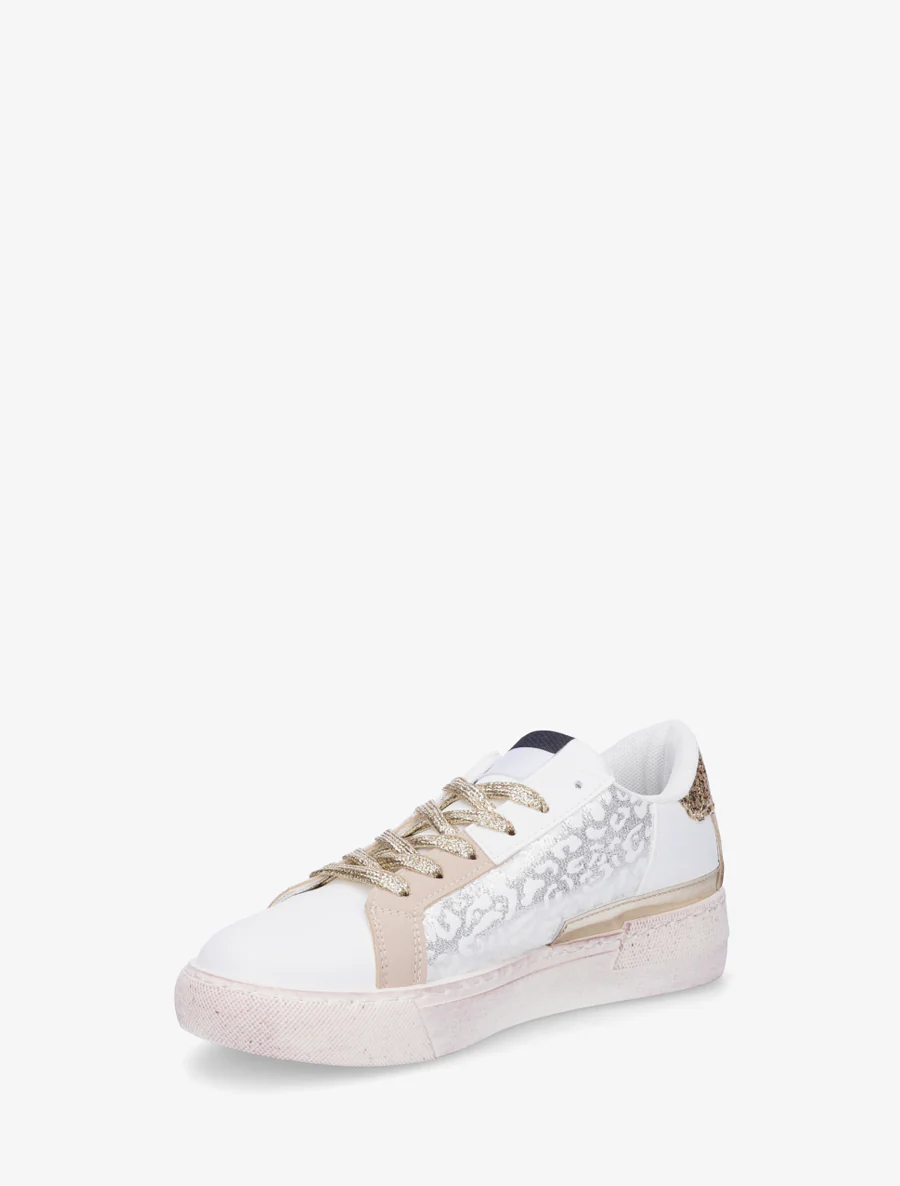 Iridescent luipaardprint sneakers met glitters - Beige - Image 3