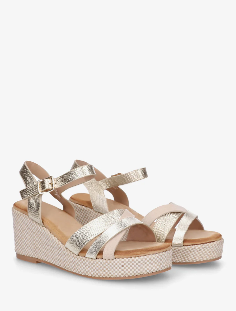 Iridescent python effect wedge sandals - Goud - Image 4