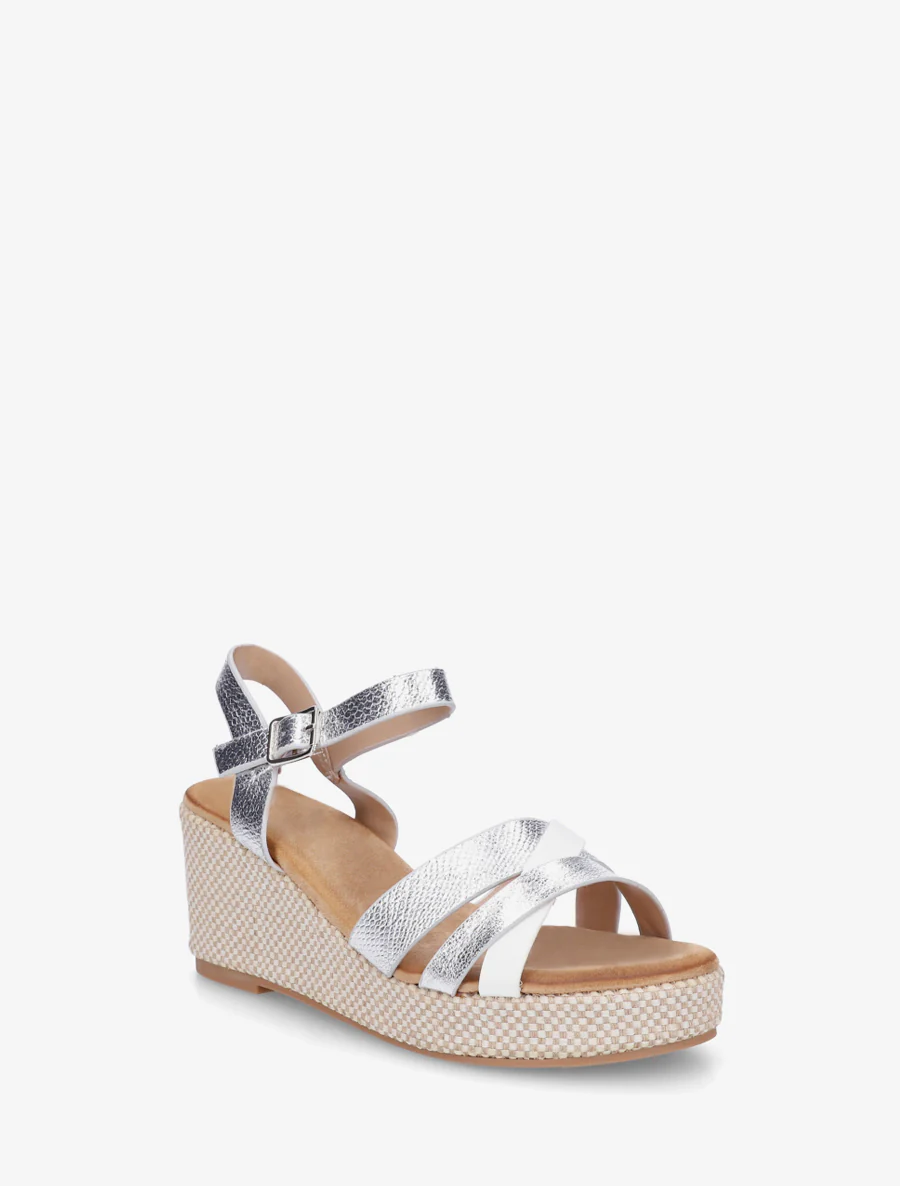 Iridescent python effect wedge sandals - Geld - Image 2