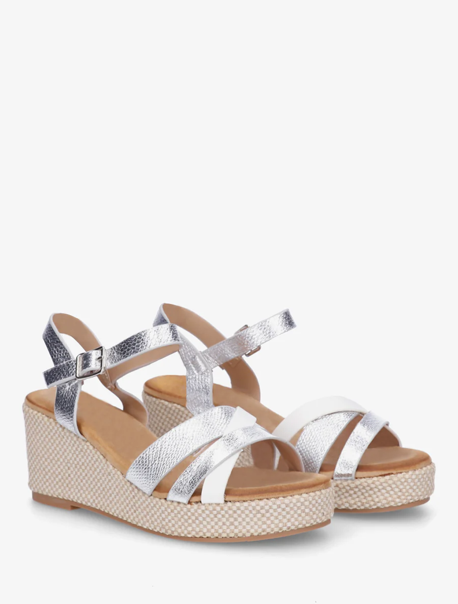 Iridescent python effect wedge sandals - Geld - Image 4