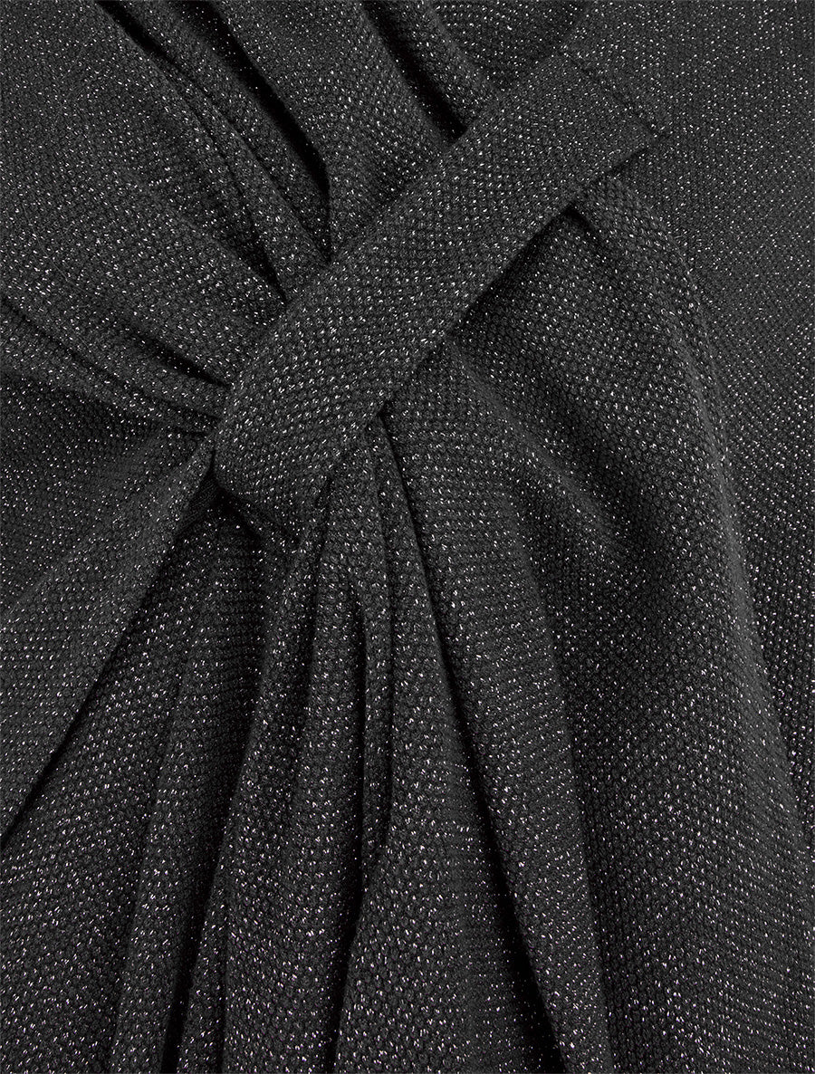 Iridescente effen poncho om te knopen - Zwart - Image 3