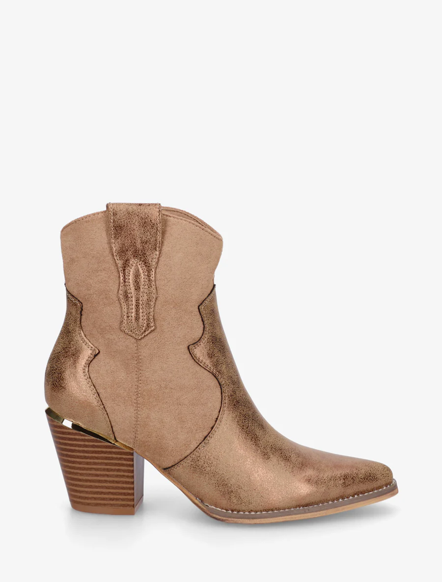 Iridescente laarzen in cowboy-stijl - Kameel