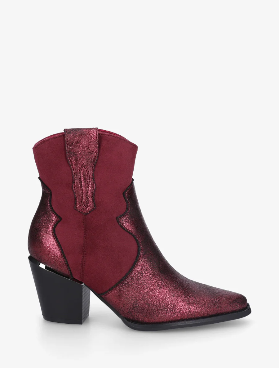 Iridescente laarzen in cowboy-stijl - Wijnrood