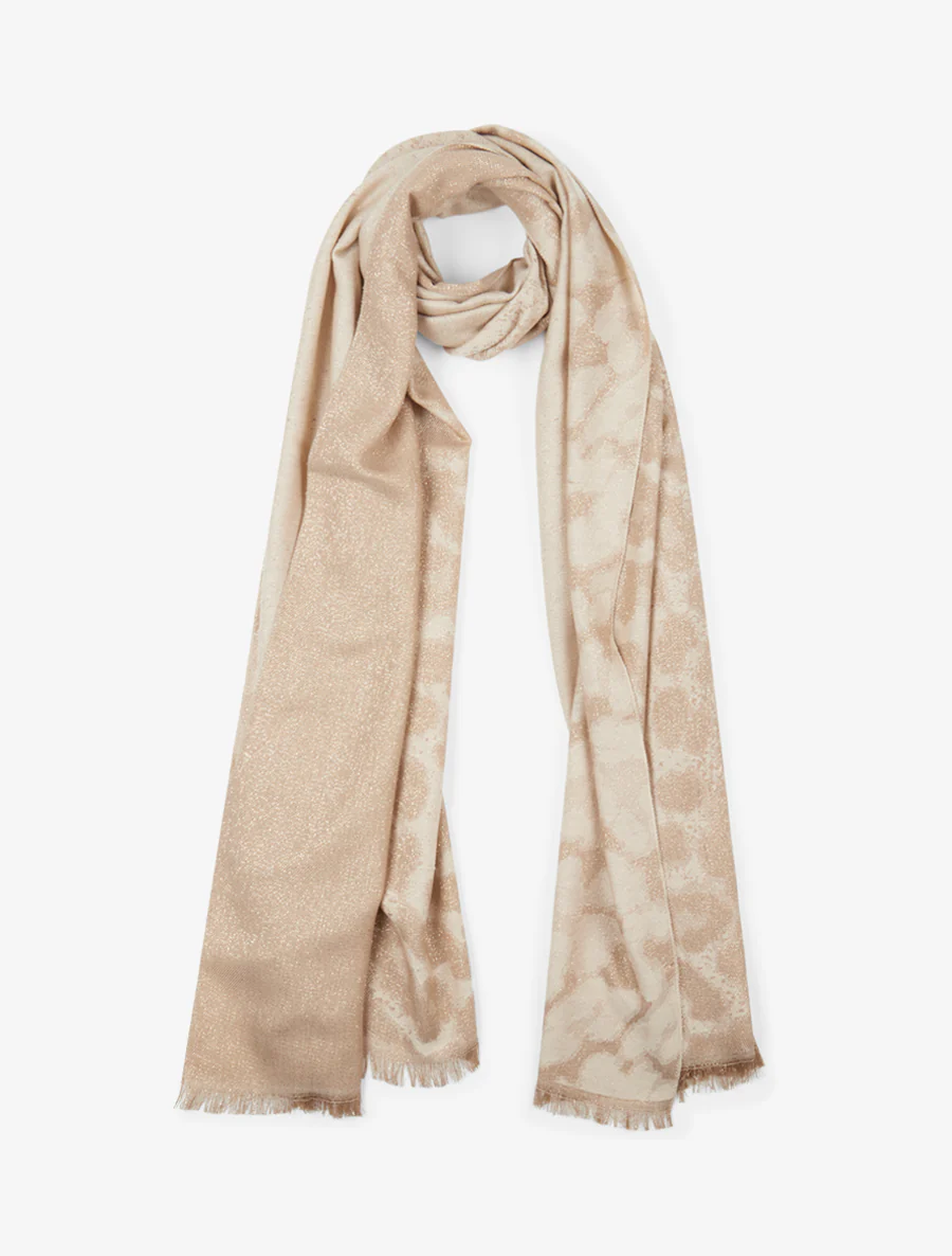Iridescente leopardprint sjaal - Beige
