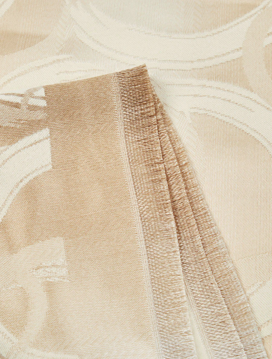Iridescente sjaal met grafische print - Beige - Image 3