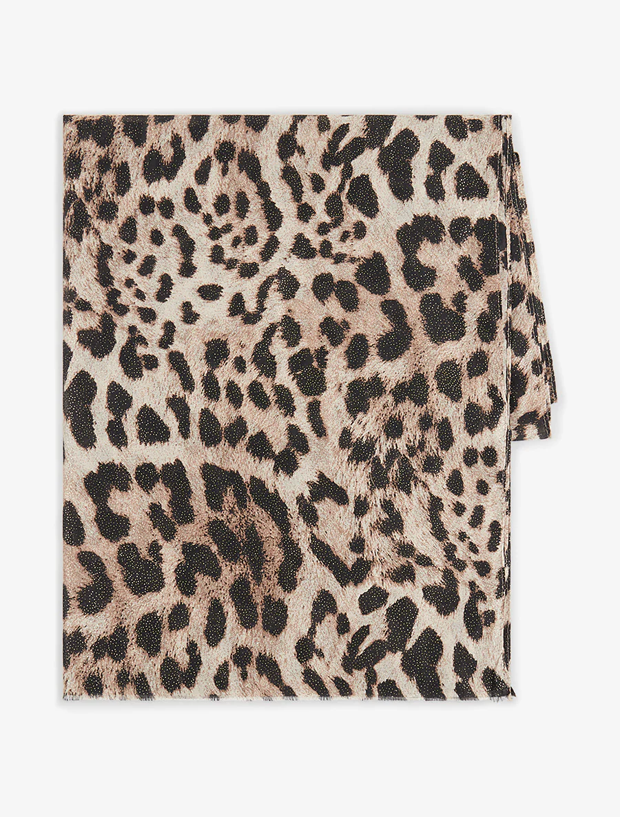 Iridescente sjaal met luipaardprint - Beige - Image 2