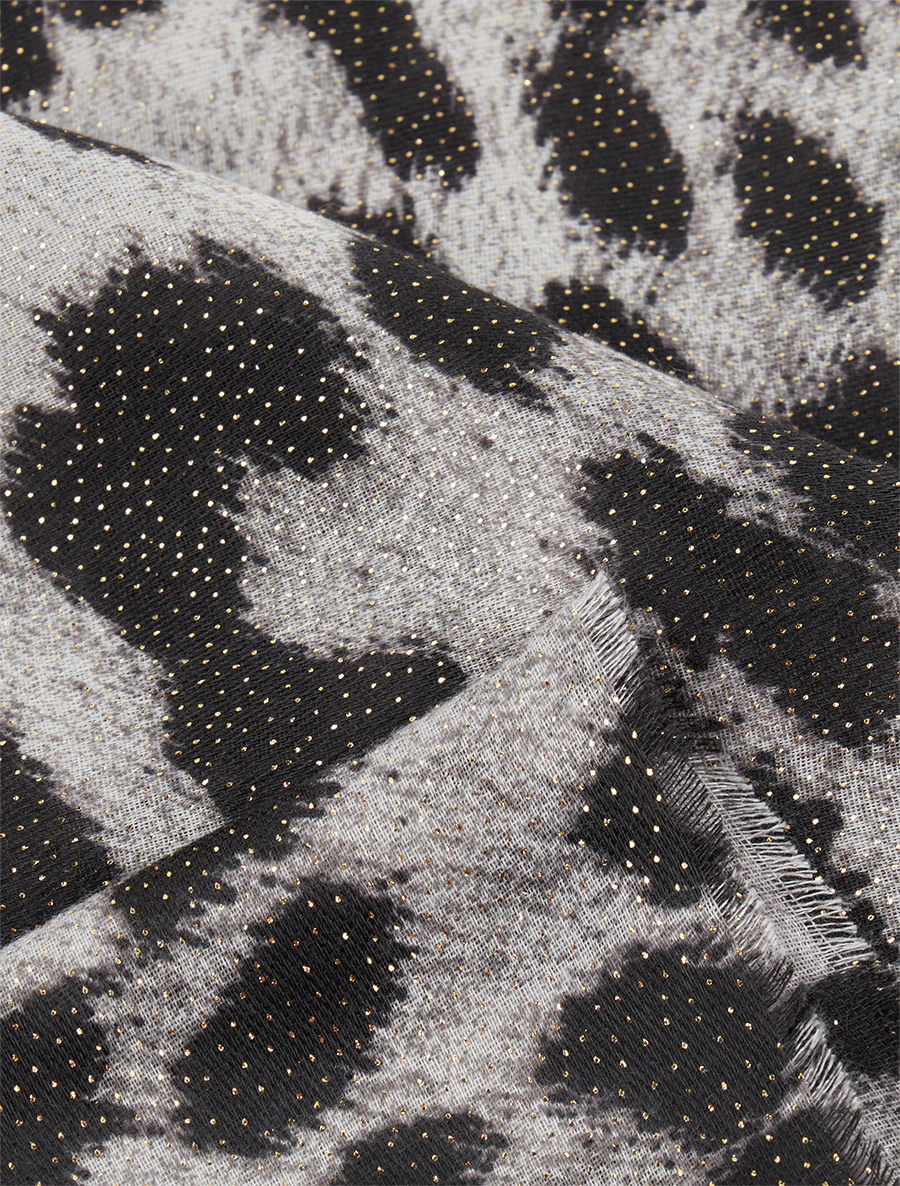 Iridescente sjaal met luipaardprint - Grijs - Image 3