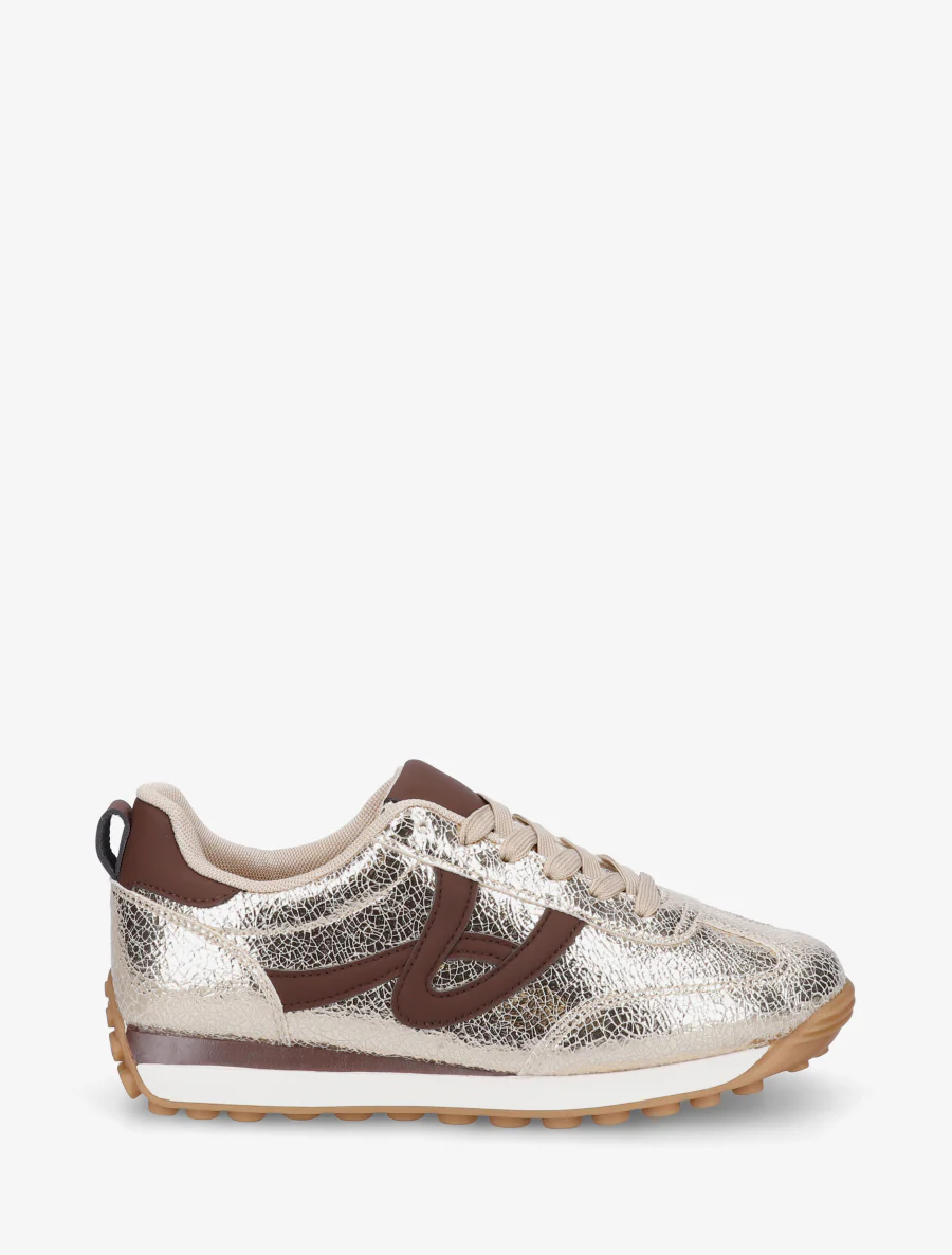 Iridescente sneakers met contrasterende details - Goud