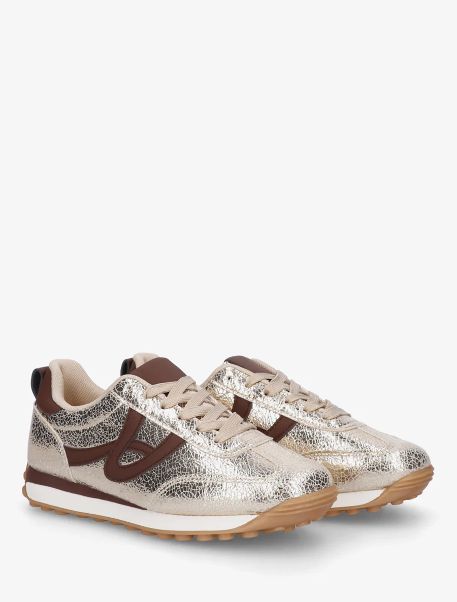 Iridescente sneakers met contrasterende details - Goud - Image 4