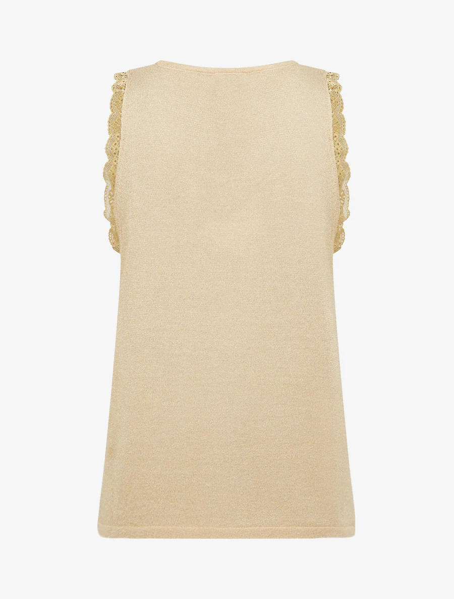 Irisé gebreid hemd met kant - Beige - Image 2