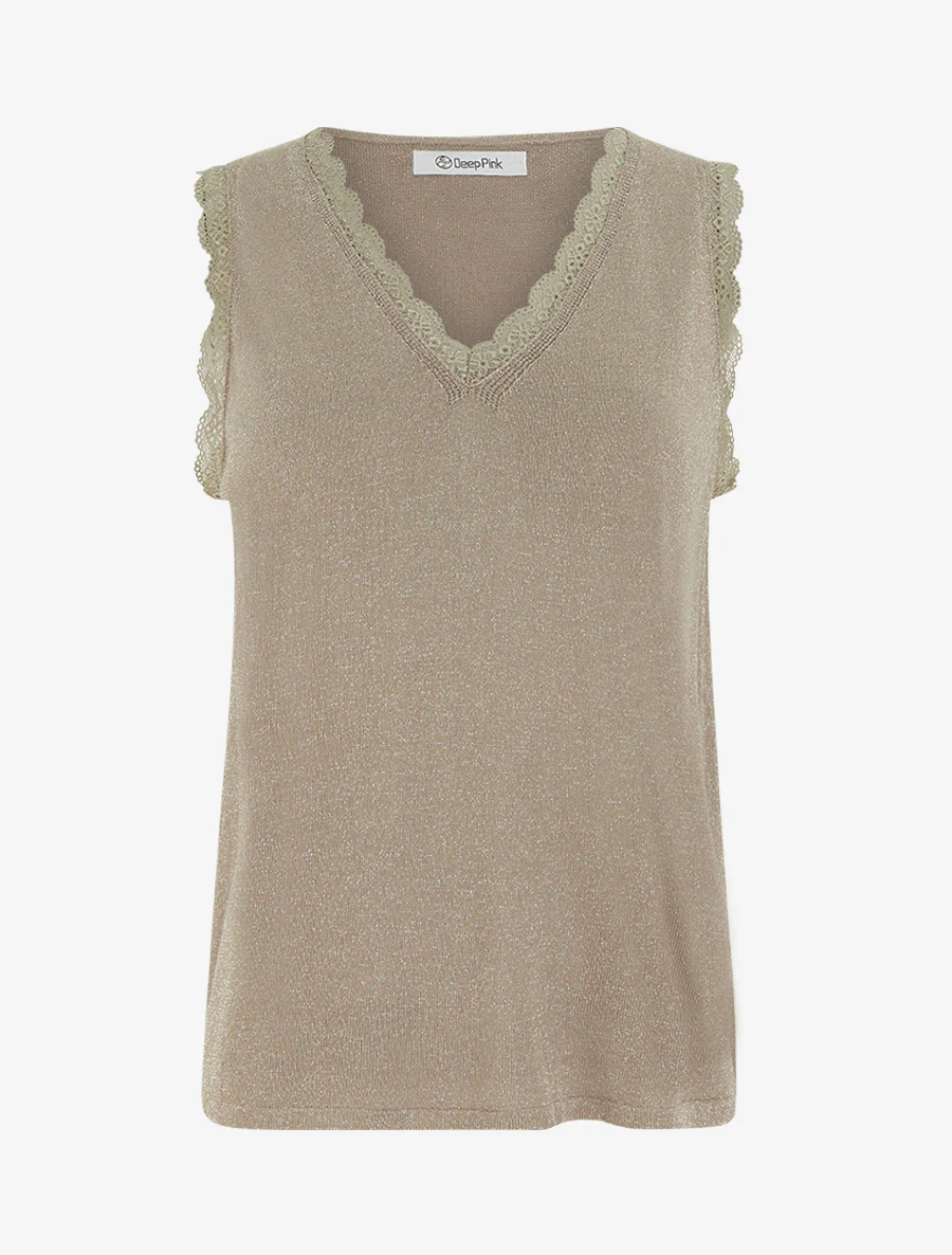 Irisé tanktop met kanten kraag - Mol