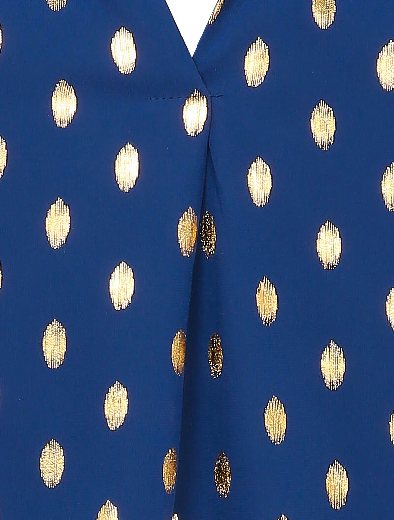 Iridescente blouse met gestileerde kraag - Marineblauw - Image 3