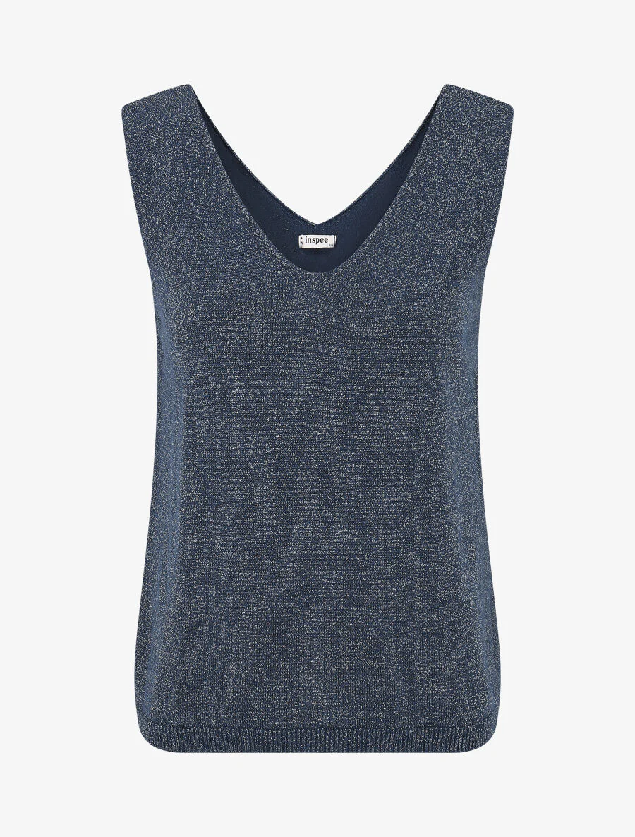 Iriserende mesh tanktop - Marineblauw