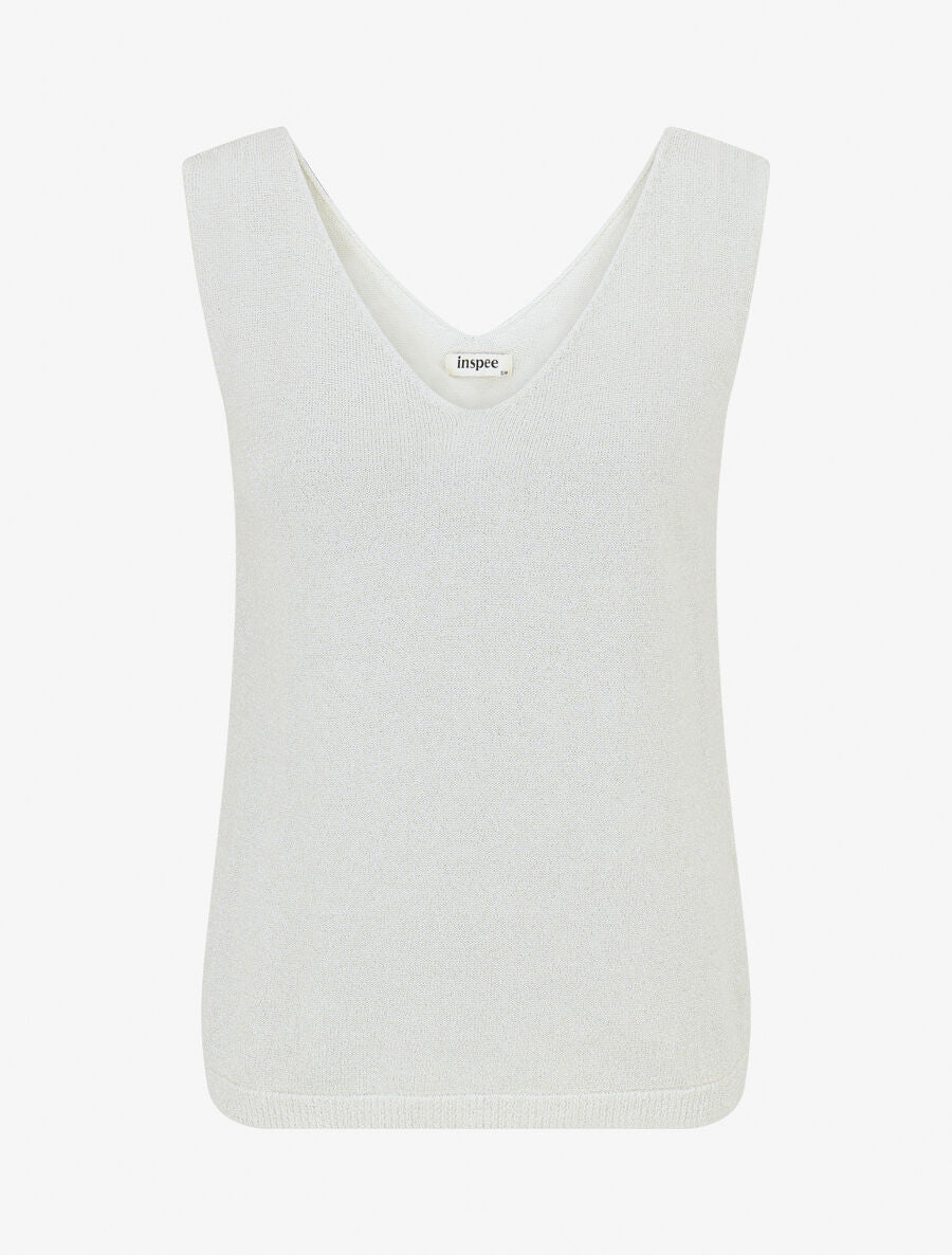 Iriserende mesh tanktop - Beige