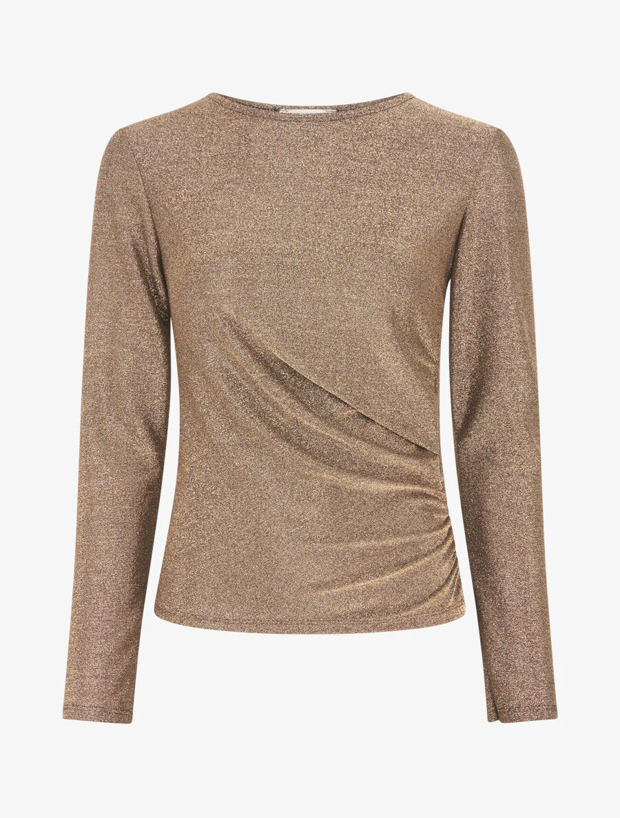 Iriserende top met ronde hals - Goud