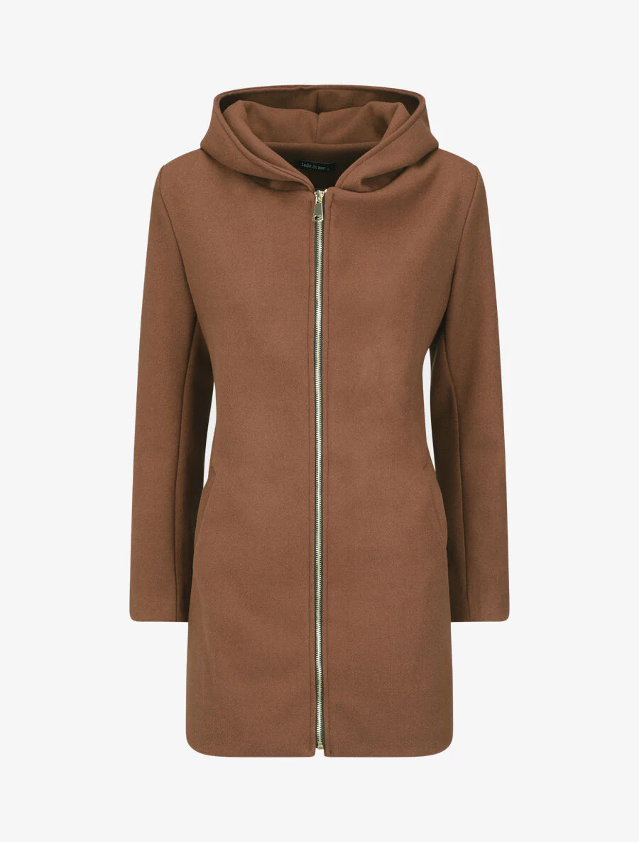Jas met capuchon en ritssluiting - bruin