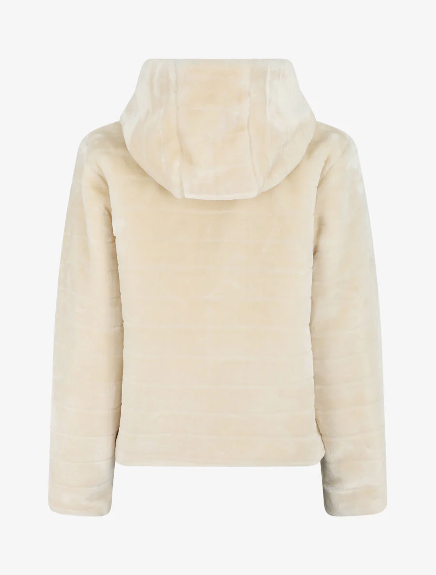 Jas met capuchon van synthetisch bont - Lichtbeige - Image 2