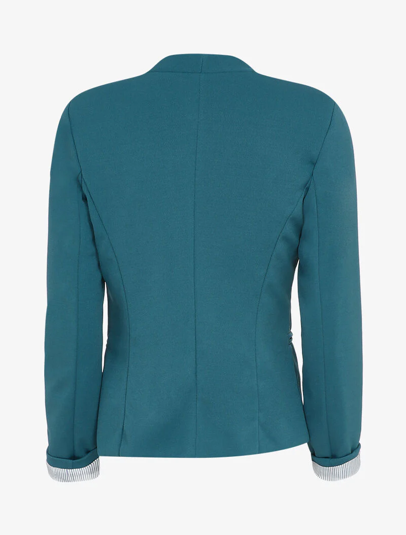 Jas met omgeslagen mouwen met gestreepte print - Blauwgroen - Image 2